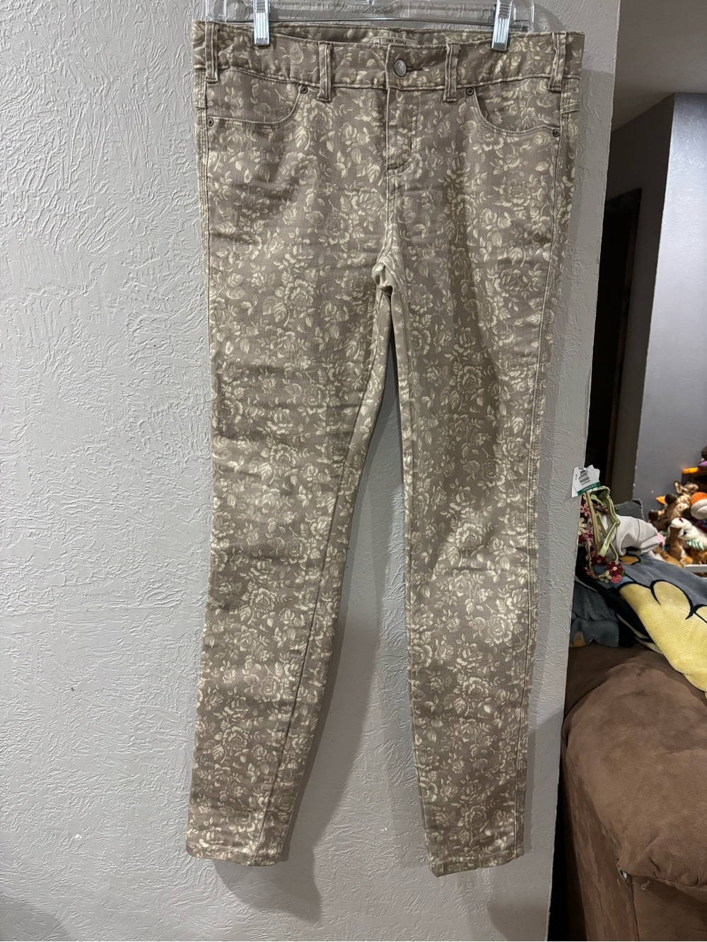 Free People Floral Print Skinny Jeans Womens 29 Gray Stretch Denim Pants